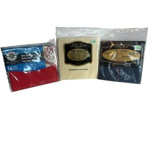 Aida Cross Stitch Fabric Lot Of 3 Sizes 15x18, 12x18 & 12x18 New